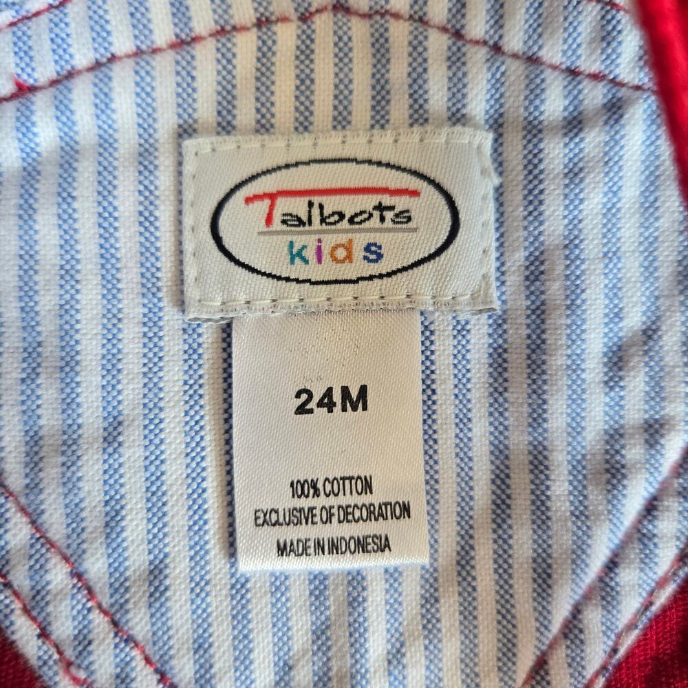 Talbots Kids Toddler Corduroy Overalls Red Sports Theme Football Baseball 24Mo - Picture 8 of 9